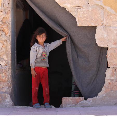 children at a school turned shelter