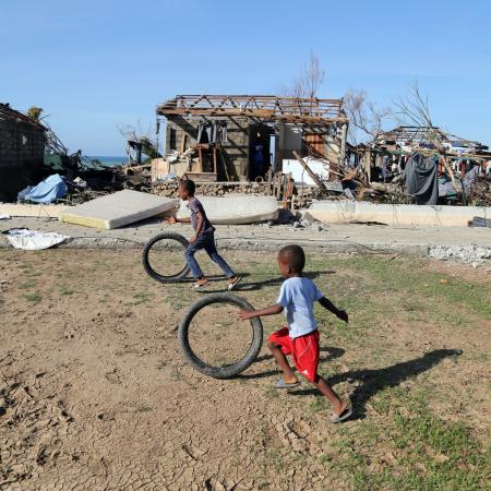 Children running in Haiti