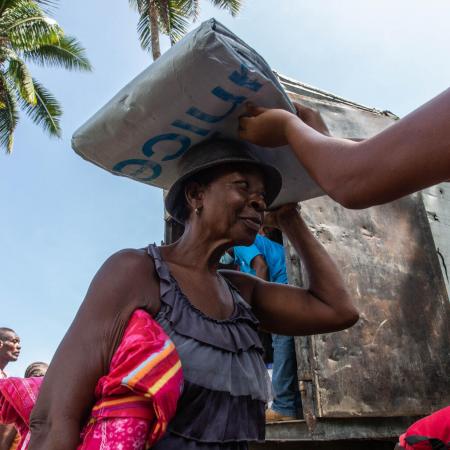 On 18 August, as part of ongoing relief efforts to children and their families affected by the devasting Earthquake in Haiti, essential supplies, including Non-Food Items such as tarpaulins and essential hygiene kits are distributed