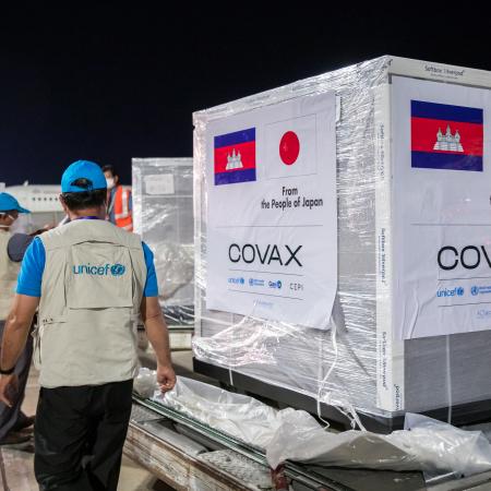 Arrival of 670 thousand AstraZeneca Vaccines doses Manufactured in Japan and Donated by the Government of Japan. A bilateral donation of the Government of Japan to the Royal Government of Cambodia under the logistical arrangement by COVAX. Phnom Penh International Airport 06, August, 2021.