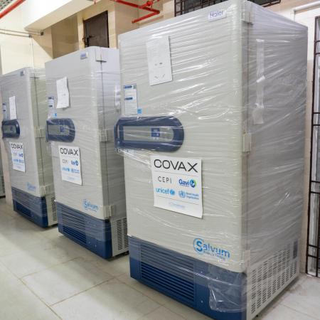 UCC freezers wait to be unwrapped after delivery.