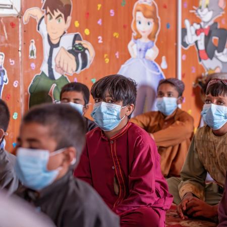 At Shahrak-Sabz IDP settlement in Herat city, UNICEF and its partner continue to provide recreational activities and psychosocial support through fixed and mobile Child-Friendly Spaces (CFSs).