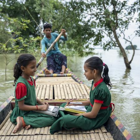  Tawhida and Tania travelling on a boat