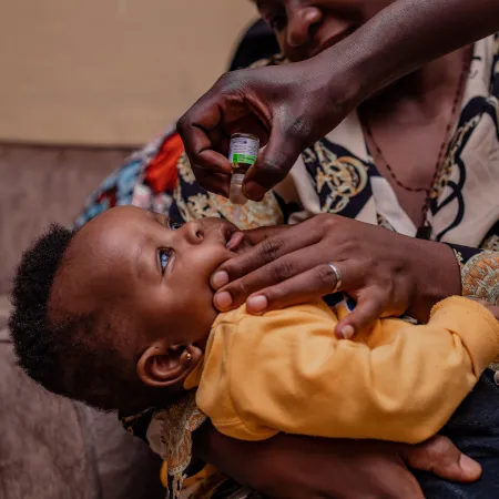 9-month-old Amara is vaccinated against polio in South Kivu province, DR Congo