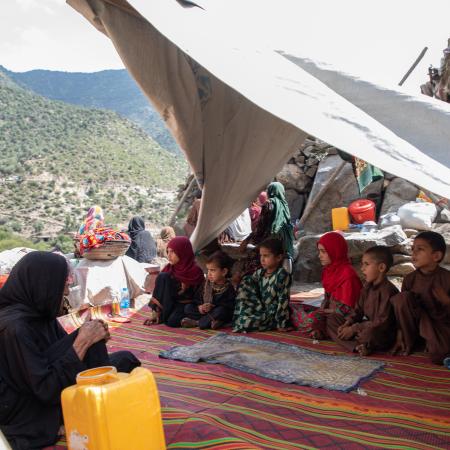 On 2 September, 2025, Zekrullah, 17 years old, was sitting with his family under a tent after the earthquake in Ghazi Abad village, Nurgal district, Kunar province, Afghanistan.