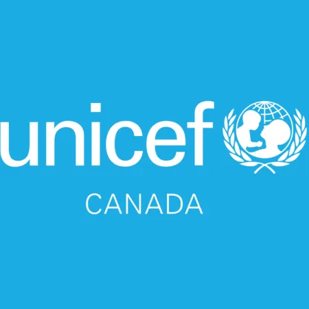Cyan background with white UNICEF logo
