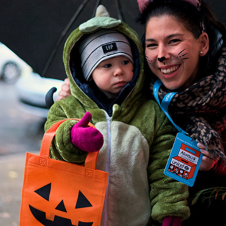 Children taking part in UNICEF Halloween Walk-a-Thon 