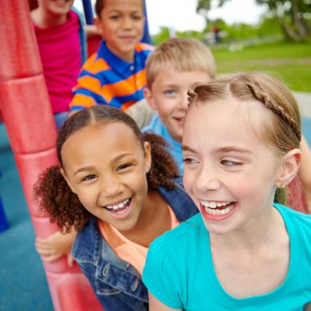 Kids laughing at the park