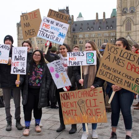 Student protesting on Parliament Hill