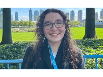 Youth Advocate Clara stands in New York to attend United Nations Summit of the Future
