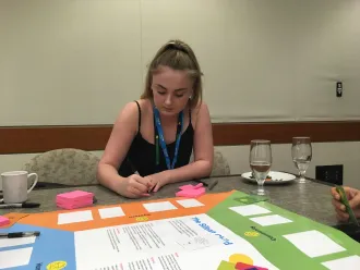 Young woman working on a collaborative project