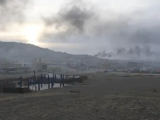 Smog clouds sit over the capital of Mongolia.