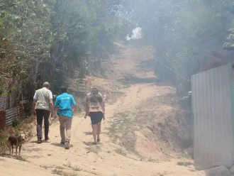 David on route to visit a migrant family in Honduras.