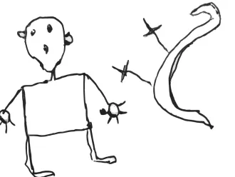 Hamadou's drawing of the violence he's experienced.
