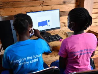The initiative “Connect my School” initiative was launched on 12 April 2021 at the public school in Melen-Yaounde. Supported by UNICEF, Connect my School aims to connect schools to the Internet by providing them with access to online and offline teaching and learning via tablets, including for out-of-school adolescents. The infrastructural component of the "Connect my school” called a " e-container / digital HUB" built with recycled materials and powered by solar energy.