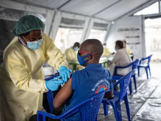 Launch of the vaccination campaign against COVID-19 in Goma, North Kivu province, with the vaccines received through the COVAX initiative.