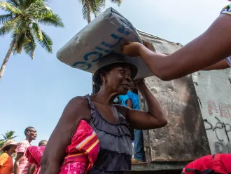 On 18 August, as part of ongoing relief efforts to children and their families affected by the devasting Earthquake in Haiti, essential supplies, including Non-Food Items such as tarpaulins and essential hygiene kits are distributed