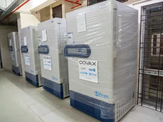 UCC freezers wait to be unwrapped after delivery.
