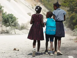 Children come from school in little village in Grand'Anse, Haiti (1 March,photo by Duples Plymouth).