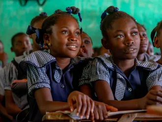 Children receive school kits in remote rural Haiti