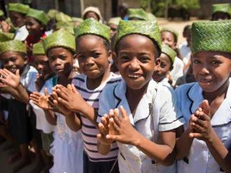 Children in Madagascar welcome visitors