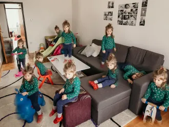 Time lapse photo of a child at home.
