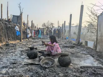 Fire ravages Rohingya refugee camp leaving 3,500 children homeless and 1,500 without education