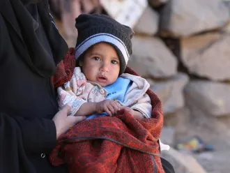 The beneficiary Abdulkarim Mohammed Saleh, one of the infants who were suffers of malnutrition and be treated by the UNICEF project in Alsari Village, Ibb Governorate, Yemen.