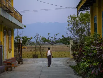 14-year-old Paing, from Kayah State, stepped on a landmine while searching for his family’s injured cow at a neighborhood farm in eastern Myanmar. His lost his right leg, and his hands & other leg were badly injured.