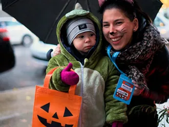 Children taking part in UNICEF Halloween Walk-a-Thon 