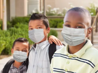 Group of 3 young boys masked